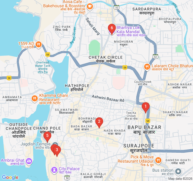 Route map for Artisans and Miniature Paintings Trail