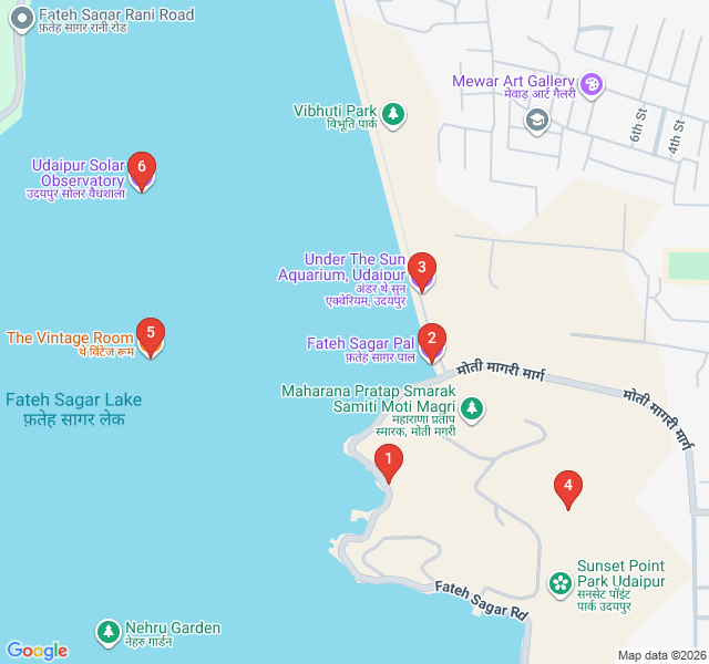 Route map for Fateh Sagar Lakeside Promenade