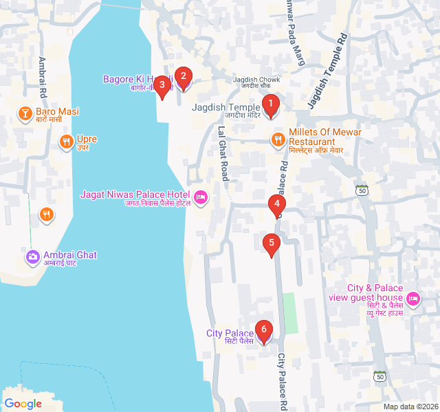 Route map for Royal Splendor of the Mewar Dynasty