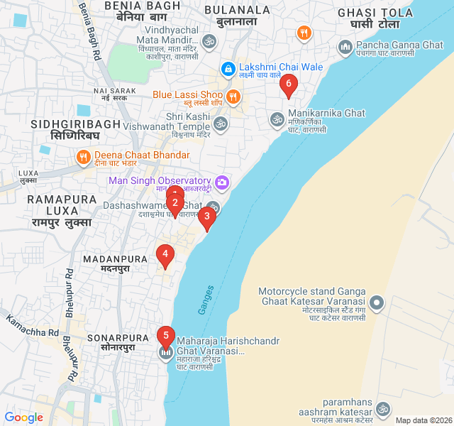 Route map for Bohemian Banaras: Art and Alleys of Bengali Tola