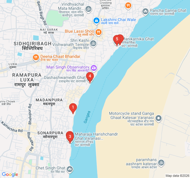 Route map for The Cycle of Life: Manikarnika to Harishchandra