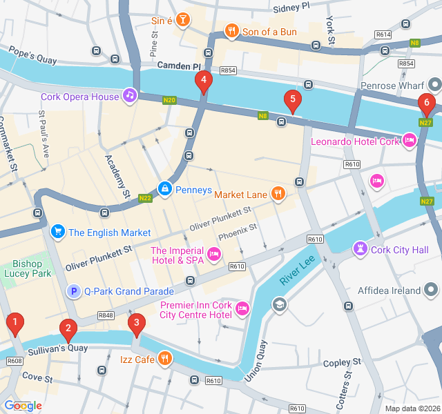 Route map for Bridges of the North and South Channels