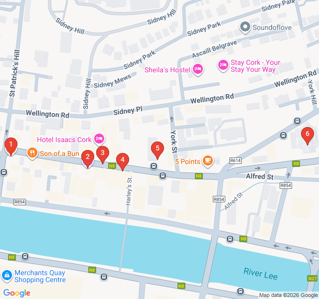 Route map for Victorian Quarter Food and Arts Walk