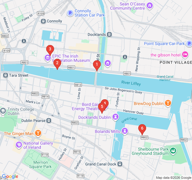 Route map for Docklands Innovation: Modern Dublin
