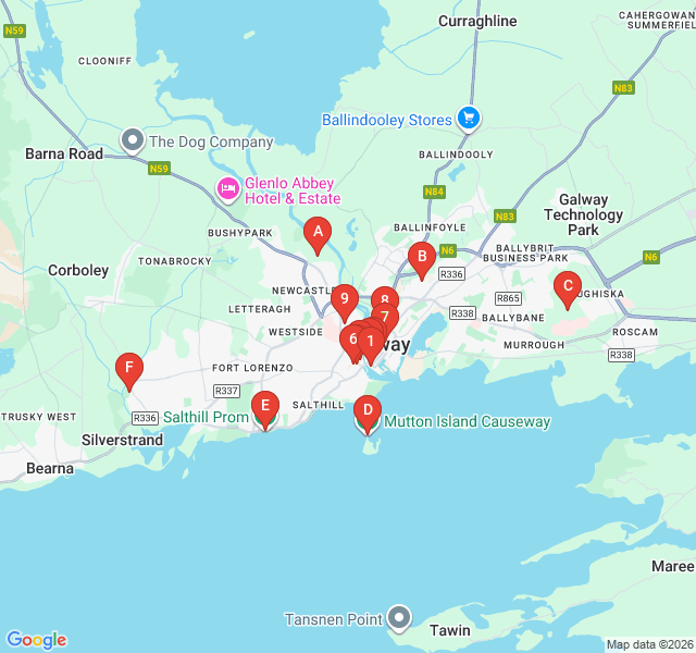 Route map for Galway Arts and Murals Trail