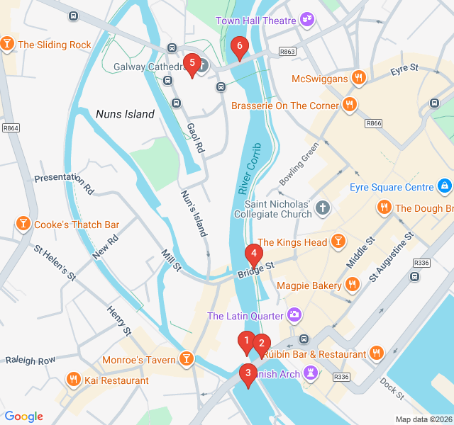 Route map for The River Corrib Industrial Heritage Trail