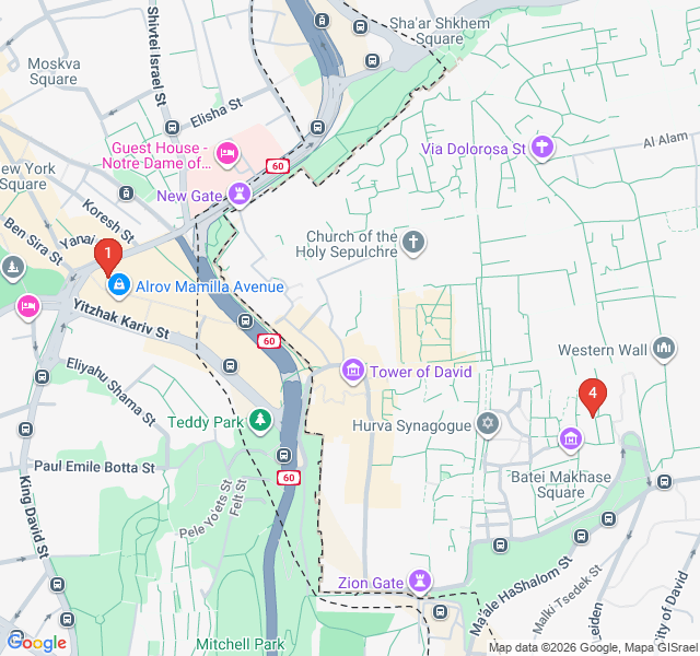 Route map for Elevated Jerusalem: The Best Rooftop Views