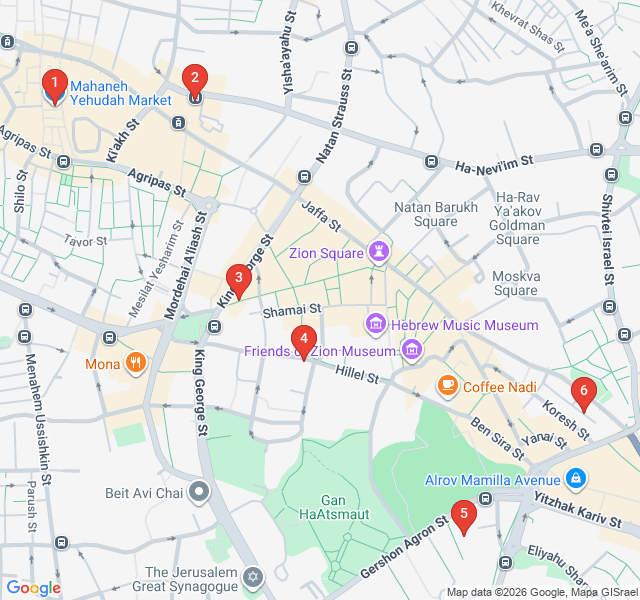 Route map for Jerusalem After Dark: Street Art and Cocktails