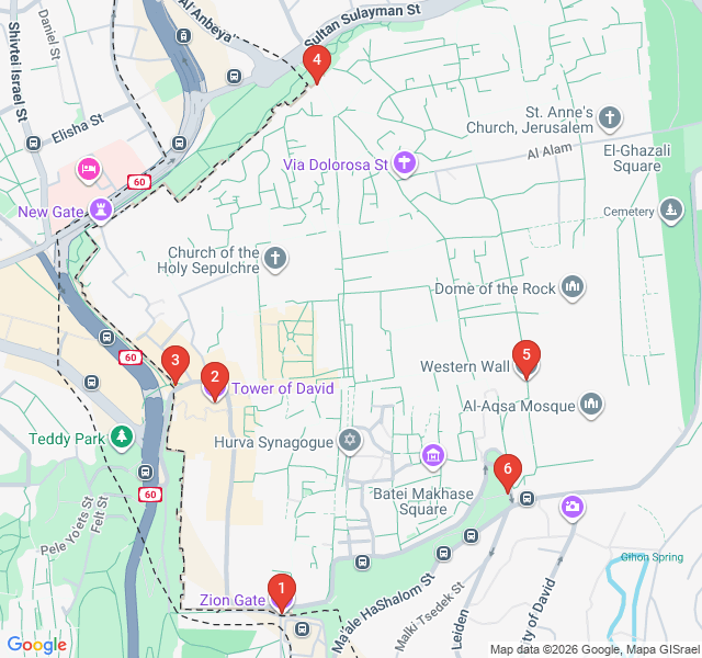 Route map for The Golden City: Old City Gates & Ramparts