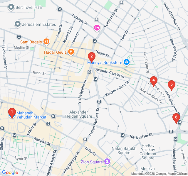 Route map for Traditions of Mea Shearim: A Step Back in Time