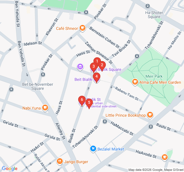 Route map for Bialik Street: The Cultural Soul of Tel Aviv