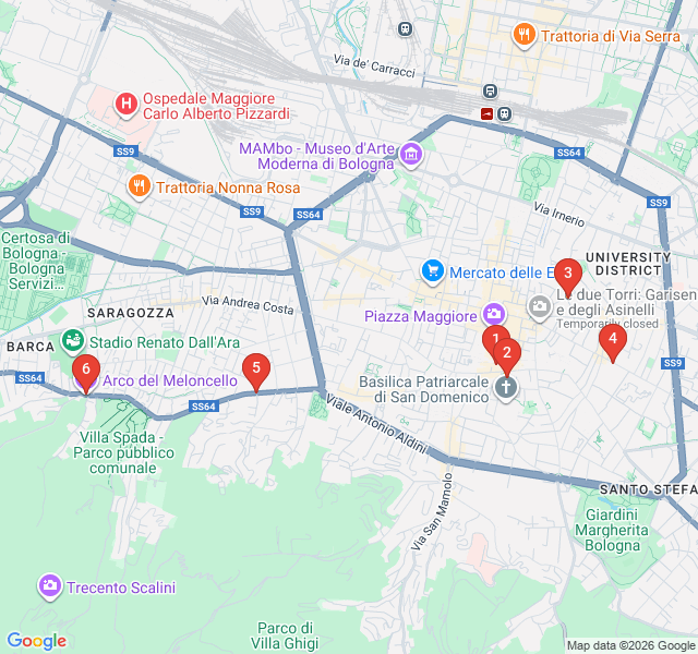 Route map for The Porticoes of UNESCO Heritage