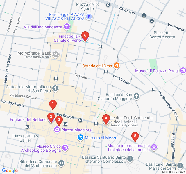 Route map for The Seven Secrets of Medieval Bologna