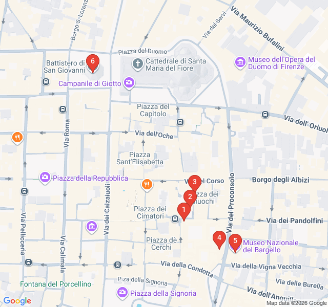 Route map for Dante’s Medieval Florence