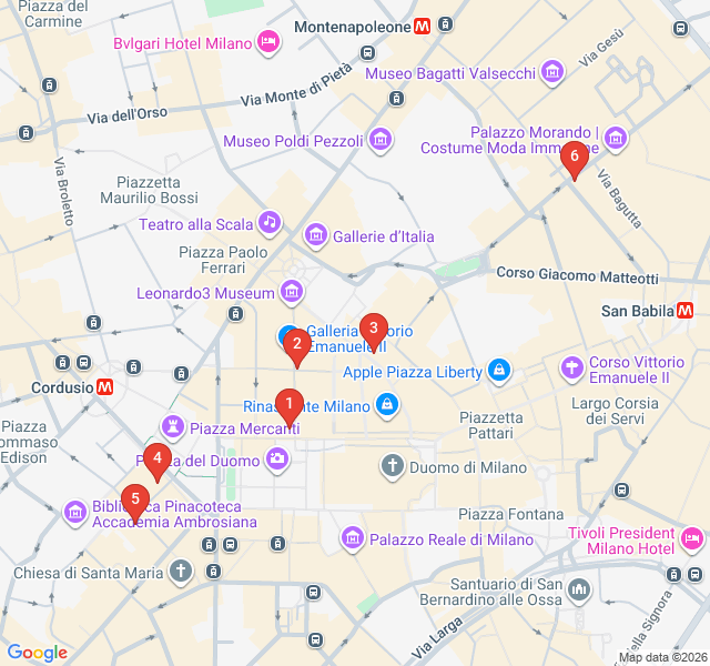 Route map for The Flavors of Old Milan: Historic Gastronomy Walk
