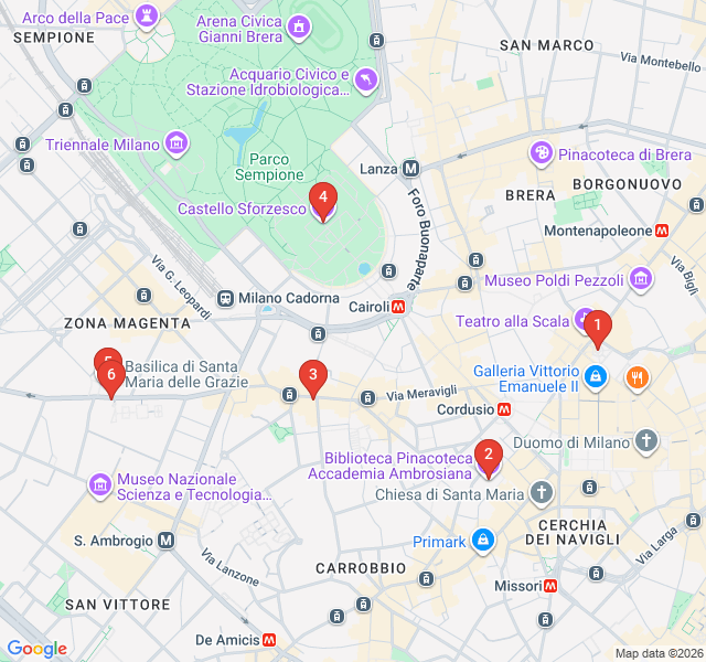 Route map for Leonardo’s Legacy: Renaissance Wonders in Milan