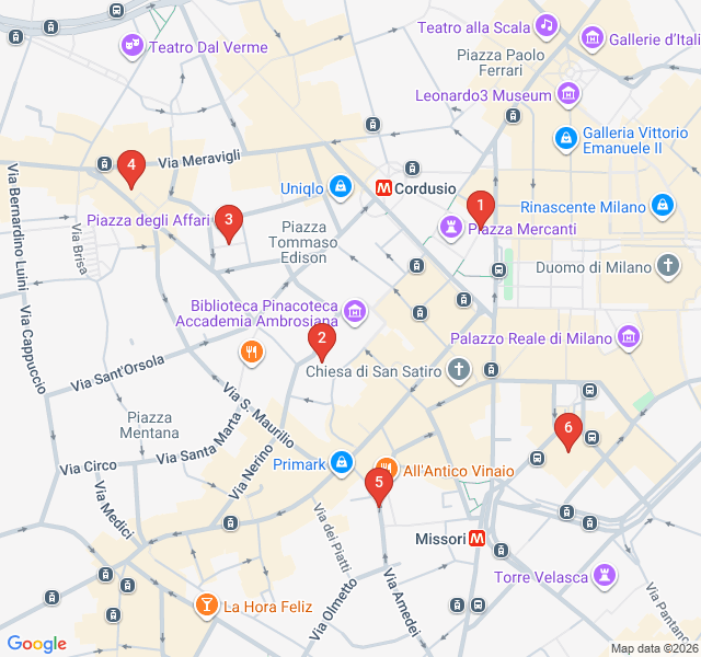 Route map for Romantic Milan: Twilight Squares and Secret Alleys