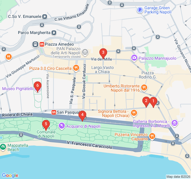 Route map for Elegant Chiaia: High Fashion and Hidden Courtyards