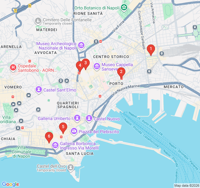 Route map for Literary Naples: In the Footsteps of Elena Ferrante
