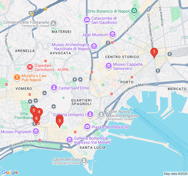 Route map for Neapolitan Liberty: The Art Nouveau Trail