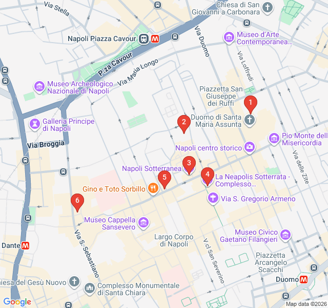 Route map for Naples Underground: Layers of Ancient History