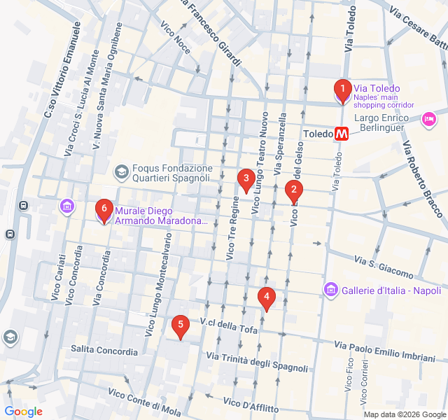 Route map for Quartieri Spagnoli: Murals and Myth