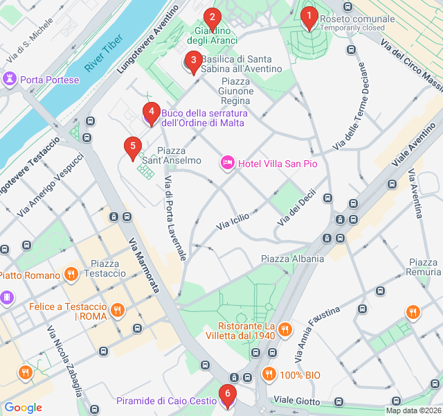 Route map for The Aventine Hill: Romance and Secret Keyholes