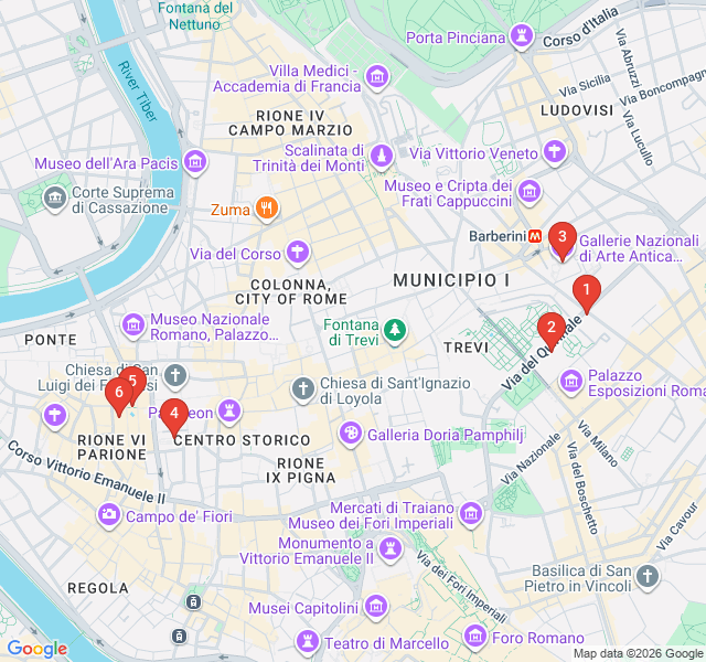 Route map for Bernini vs Borromini: A Baroque Duel