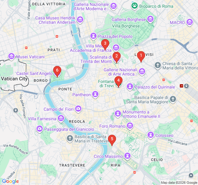 Route map for La Dolce Vita: Rome’s Iconic Film Locations