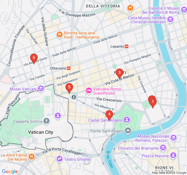Route map for Prati: Elegant Avenues and Vatican Vistas