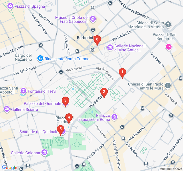 Route map for Quirinal Hill: The Seat of Power
