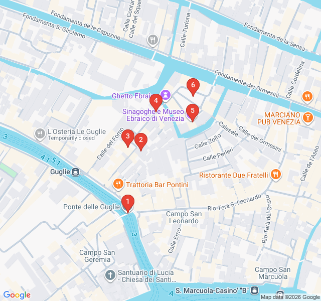 Route map for Venice’s Jewish Heritage: The First Ghetto