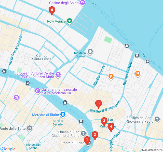 Route map for The Merchant's Path: Rialto to Cannaregio