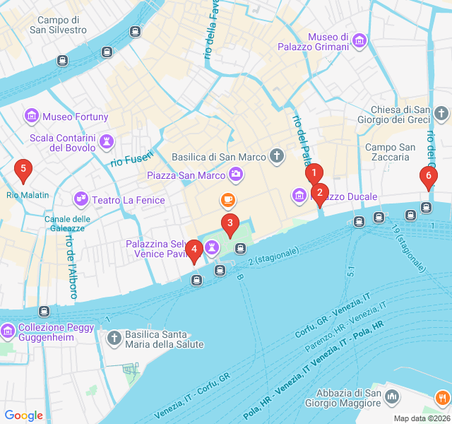 Route map for Venetian Romance: The Grand Canal Promenade