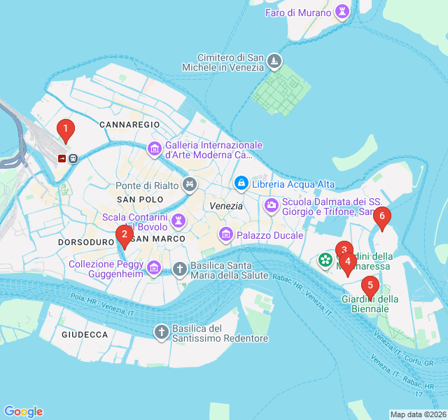 Route map for The Secret Gardens of Venice