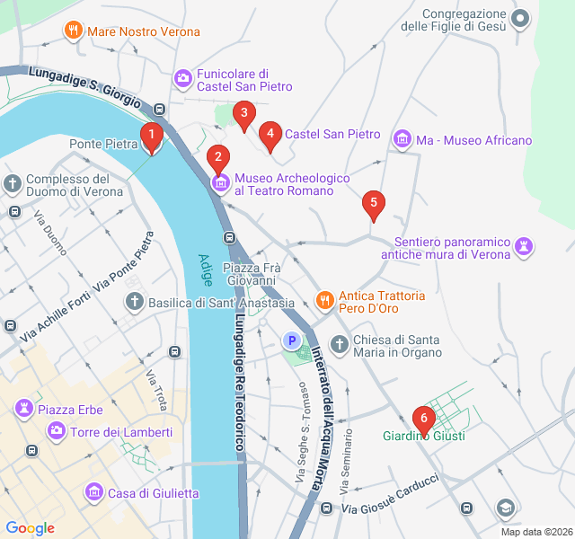 Route map for The Golden Hour: Verona’s Skyline Stairway