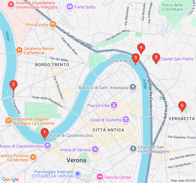 Route map for Riverside Romance: Adige Bridges and Vistas