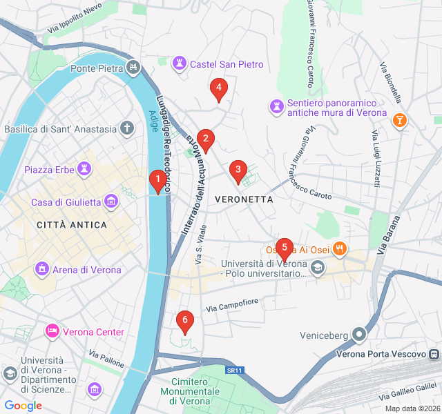 Route map for Veronetta: The Bohemian Side of the River