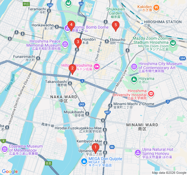 Route map for Modernist Rebirth: Post-War Architecture Tour