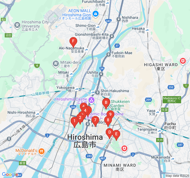 Route map for The Seven Rivers: Ota River Promenade Walk