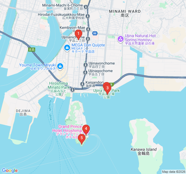Route map for Maritime Memories: The Ujina Waterfront Walk