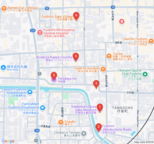 Route map for The Sake Brewer’s Legacy in Fushimi