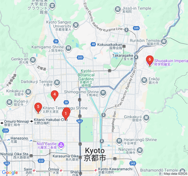 Route map for Weaving History through Nishijin