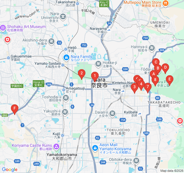 Route map for Contemporary Nara: Third Wave Coffee and Design