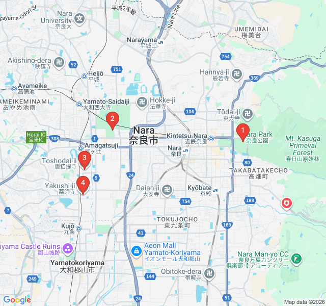 Route map for Echoes of the Silk Road: The Nishi-no-kyo Route