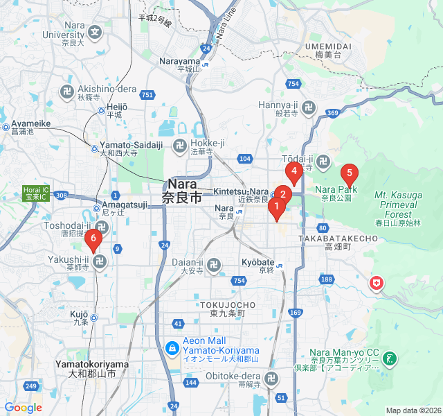 Route map for Ink, Brushes, and Blades: Nara's Artisan Heritage