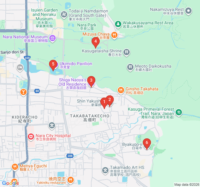 Route map for Poetry and Pines: A Literary Walk Through Nara