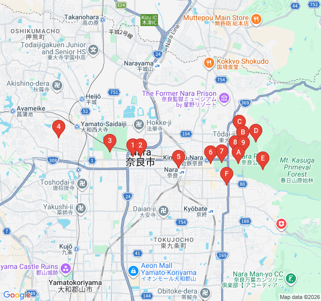 Route map for Vintage Nara: Antiques and Local Curiosities