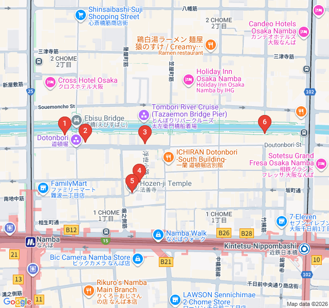 Route map for Kitchen of Japan: Dotonbori's Street Food Soul