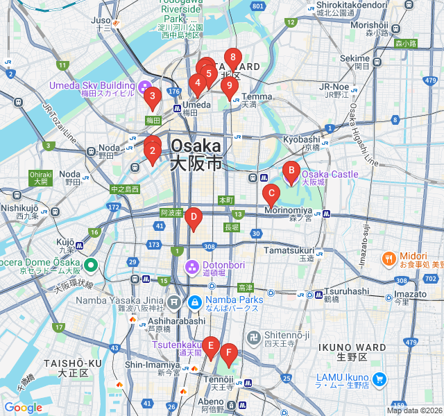 Route map for Nakazakicho: The Bohemian Heart of Old Osaka